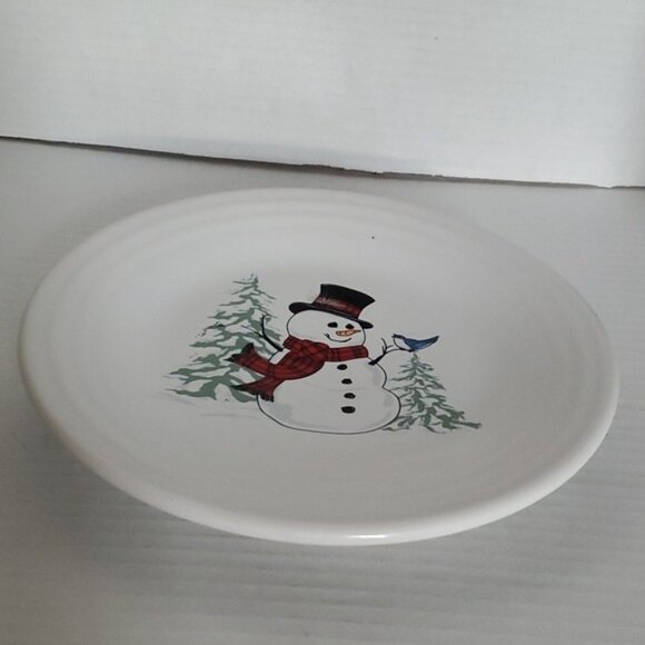 Fiestaware Fiesta 9" Snowman Bird Ceramic Luncheon Plate Classic Rim White - Picture 3 of 16
